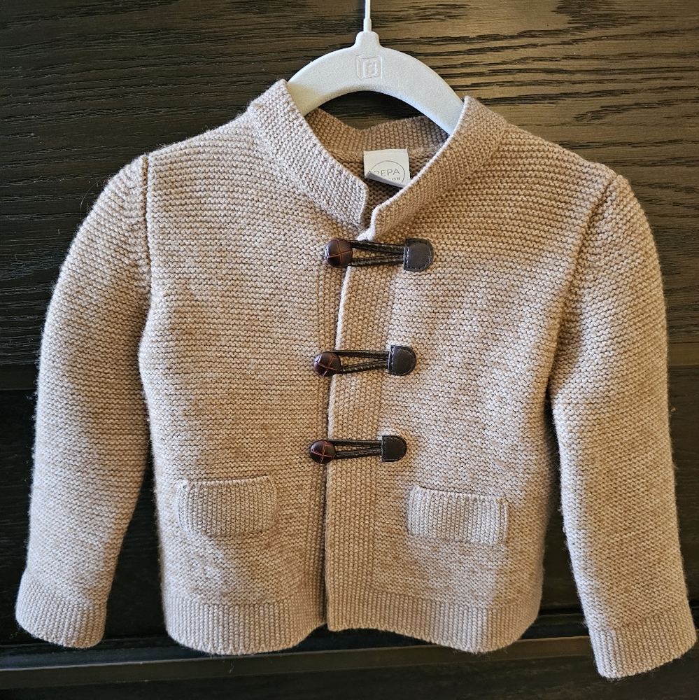 Pepa & Co tan toggle sweater